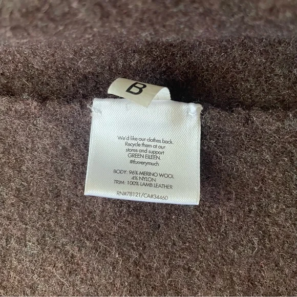 Eileen Fisher Wool and Lamb Leather Blazer Jacket, Brown, Size Large - Picture 10 of 12